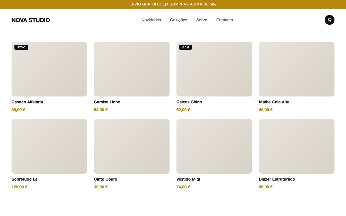 Exemplo de site de e-commerce