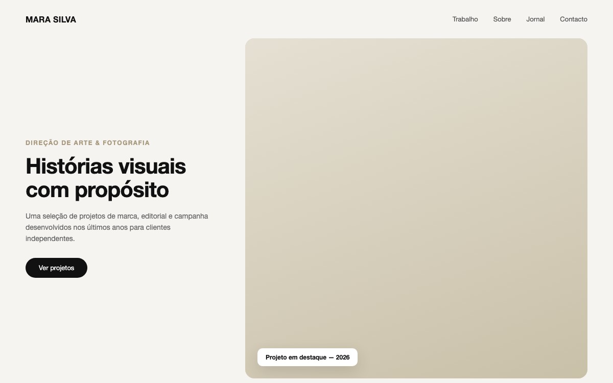 Exemplo de site de portefólio