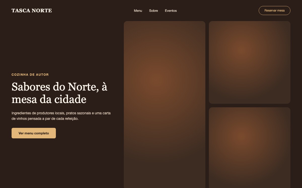 Exemplo de site de restaurante